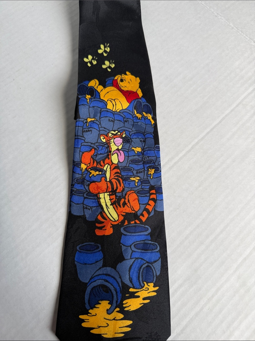 Disney Black Tie with Winnie the Pooh, Tigger & Blue Honey Pots
